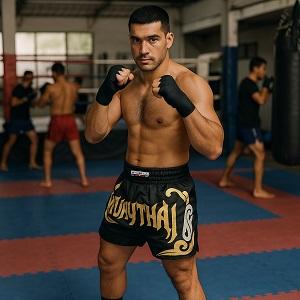 FIGHTERS - Muay Thai Shorts / Schwarz-Gold / Small